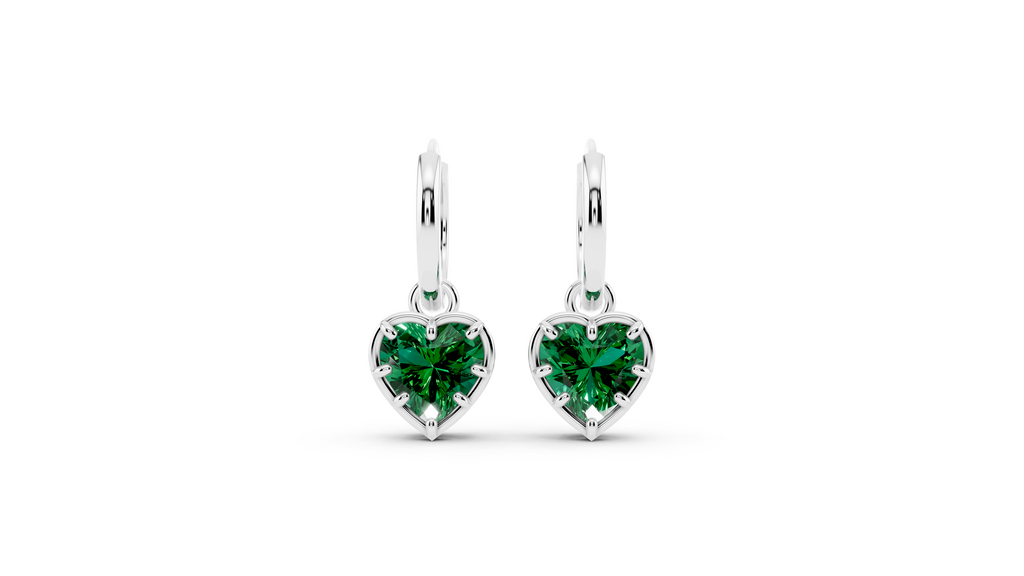 Green Drop Hoop Earrings