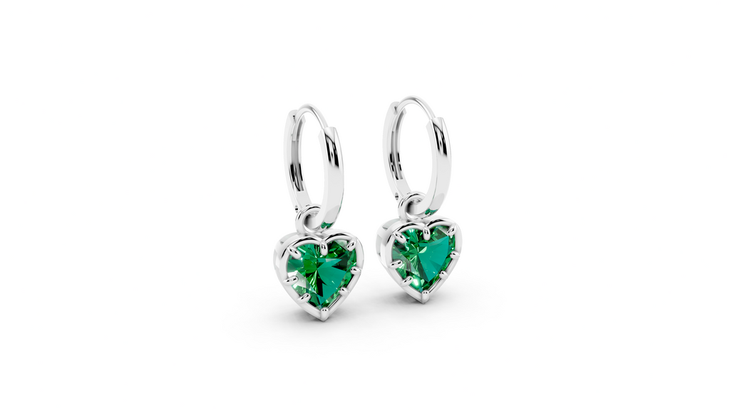 Green Drop Hoop Earrings