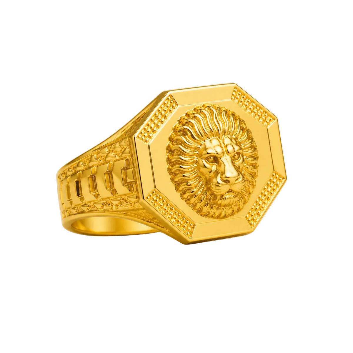 9k gold Royal Lion Crest Signet Ring