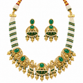 92.5 sliver Gold Emerald Maharani Luxe Necklace Set