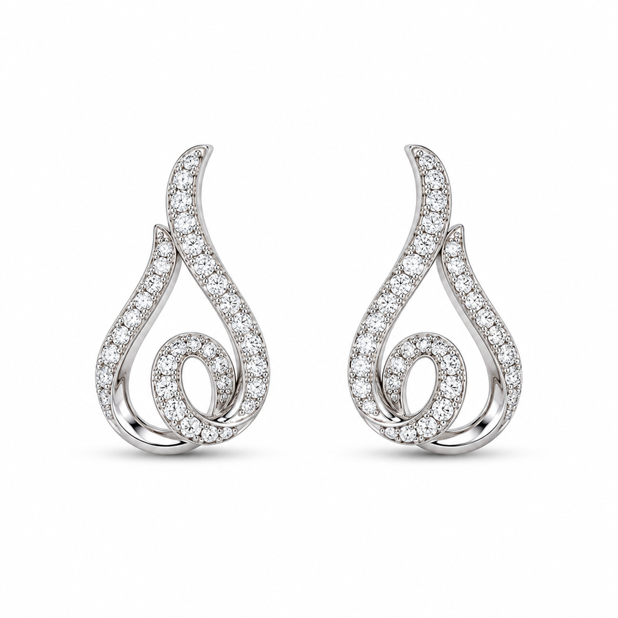 92.5 Silver Crystal Swirl Stud Earrings