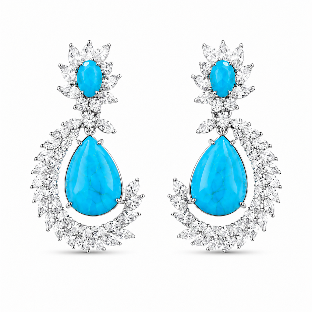 92.5 sliver Azure Royale Luxe Drop Earrings