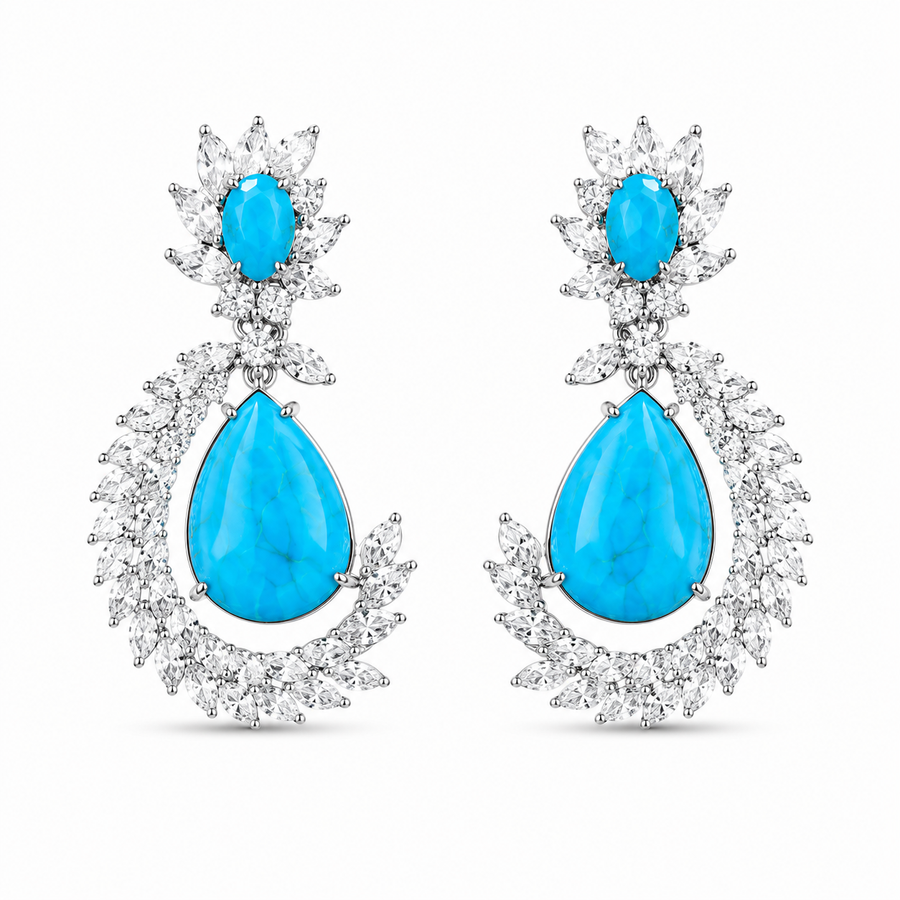 92.5 Silver Azure Royale Luxe Drop Earrings