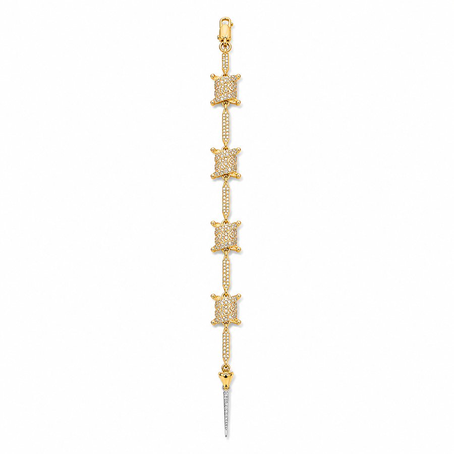 92.5 Silver Gold Rope Charm Bracelet