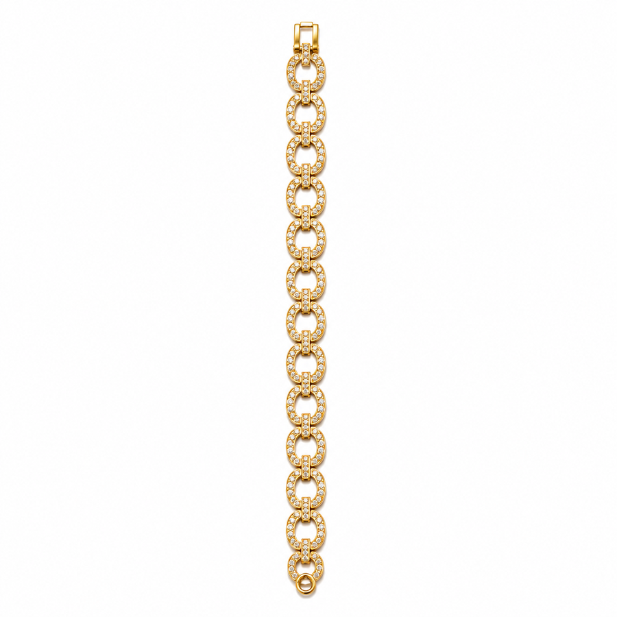 92.5  Silver Gold Crystal Link Bracelet
