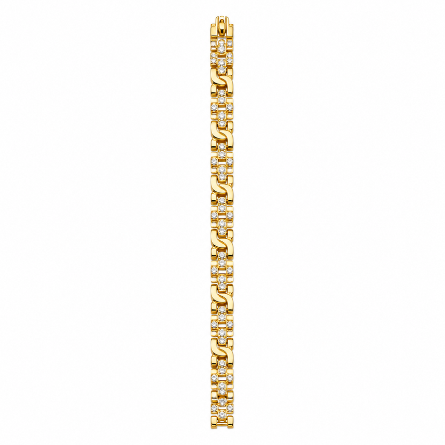 92.5 Silver Gold Crystal Link Bracelet
