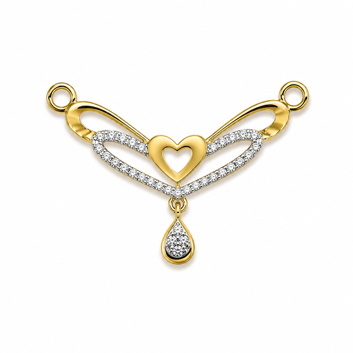 9K Gold Diamond-Style Heart Pendant Bracelet Connector