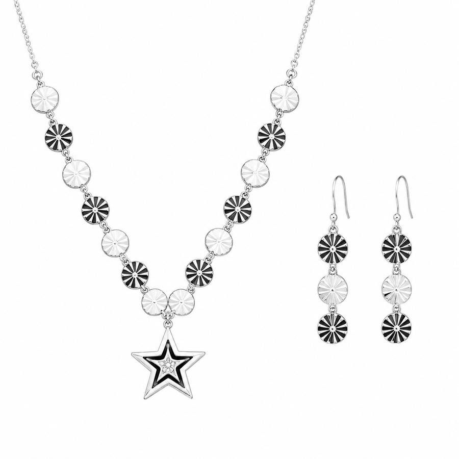 92.5 Celestial Spark Silver Necklace & Earrings Set