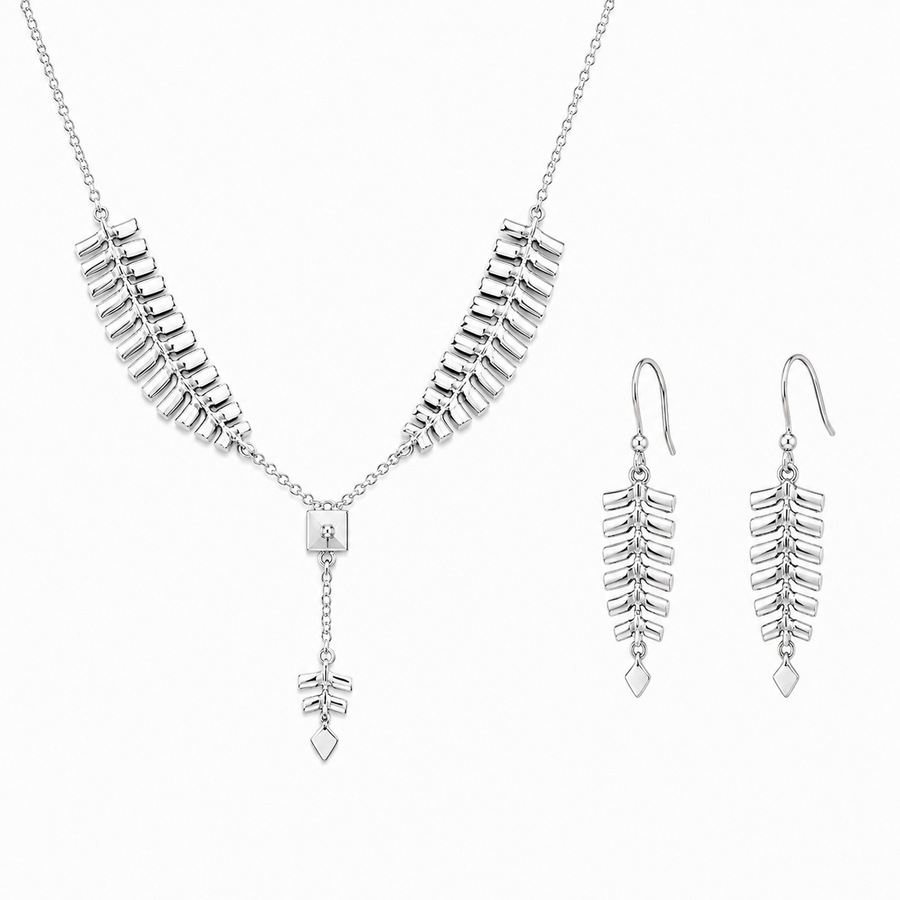92.5 Silver Horizon Layered Necklace & Earrings Set