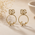 Luxury Gold-Tone Love Hoop Earrings with Crystal Accent for Women
