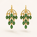 Luxury Gold-Tone Green Enamel Chandelier Drop Earrings for Women