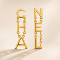 Luxury Gold-Tone Letter Drop Earrings for Women – Designer Alphabet Statement Earrings