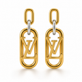 Luxury Gold-Tone Monogram Link Drop Earrings for Women