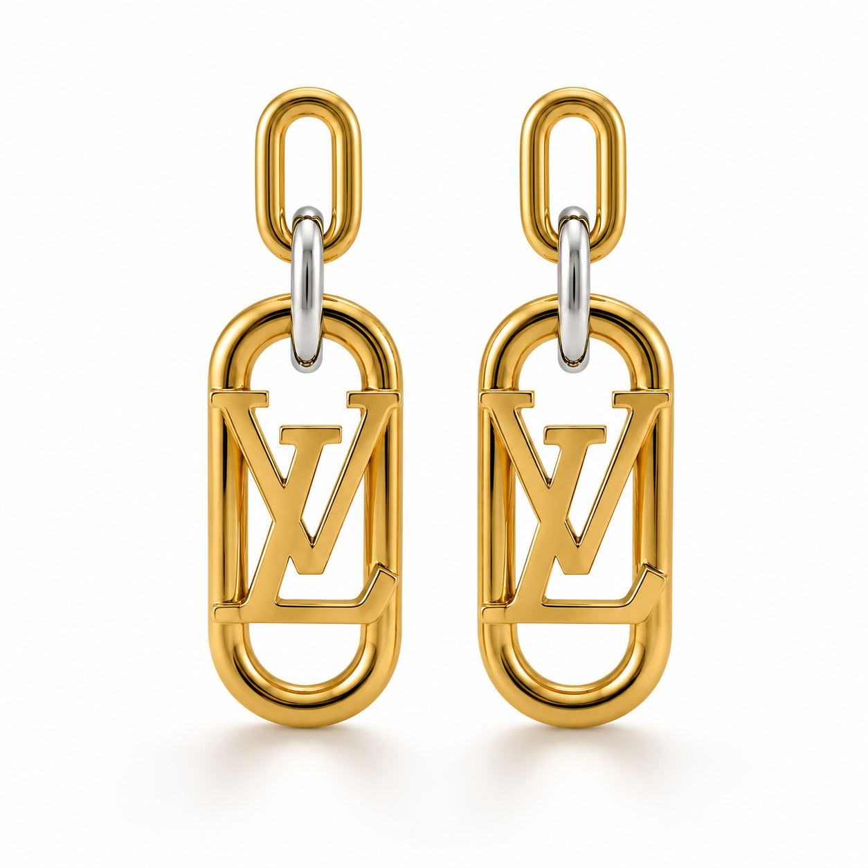 Luxury Gold-Tone Monogram Link Drop Earrings for Women