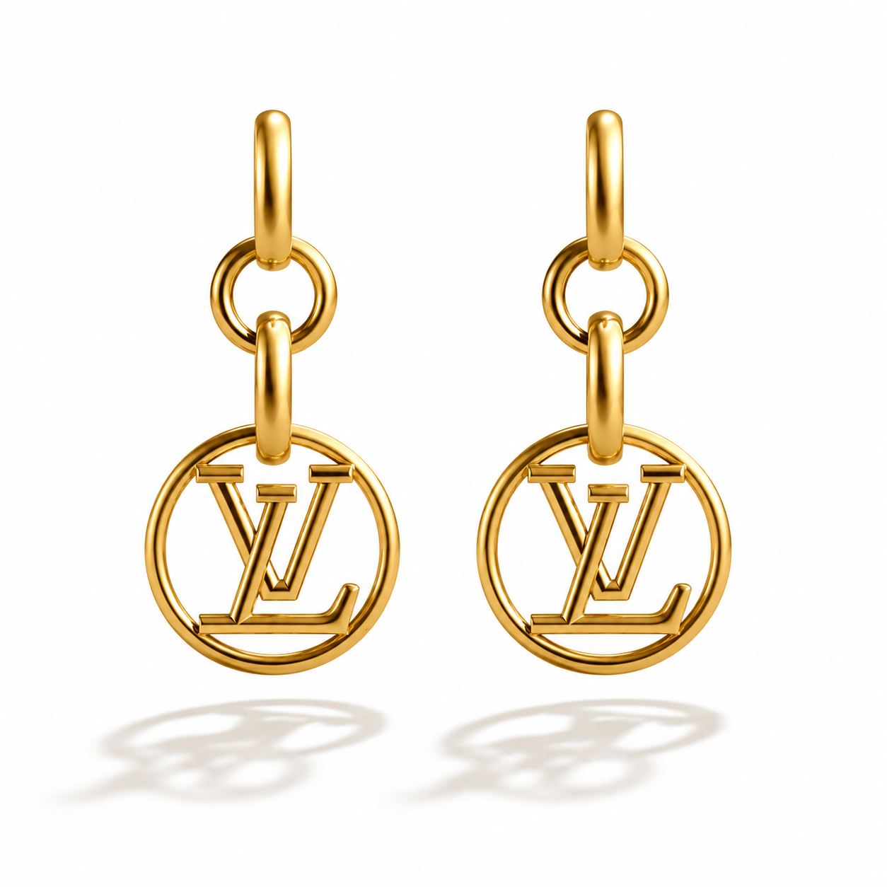 Luxury Gold-Tone Monogram Circle Drop Earrings for Women