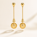 Elegant Gold Hollow Sphere Chain Drop Earrings for Women