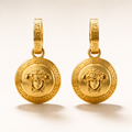 Luxury Medusa Coin Drop Earrings for Women – Gold Statement Earrings