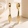 Minimalist Gold Filigree Drop Hoop Earrings for Women