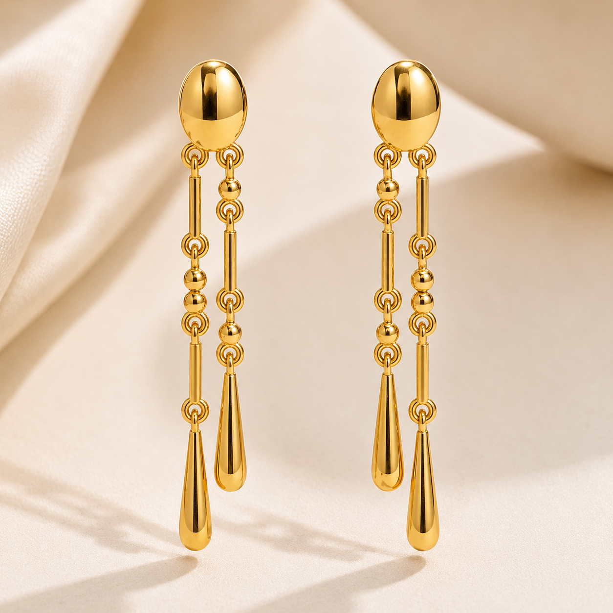 Luxury Gold Multi-Chain Teardrop Dangle Earrings for Women