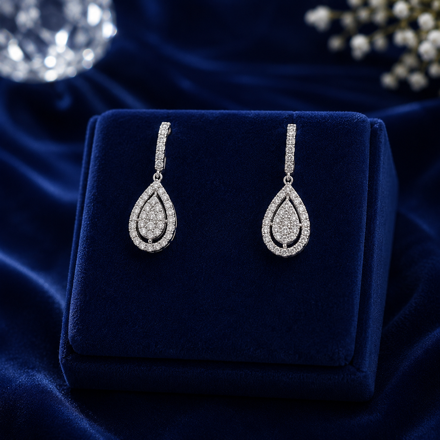 Azure Royale Diamond Drop Earrings