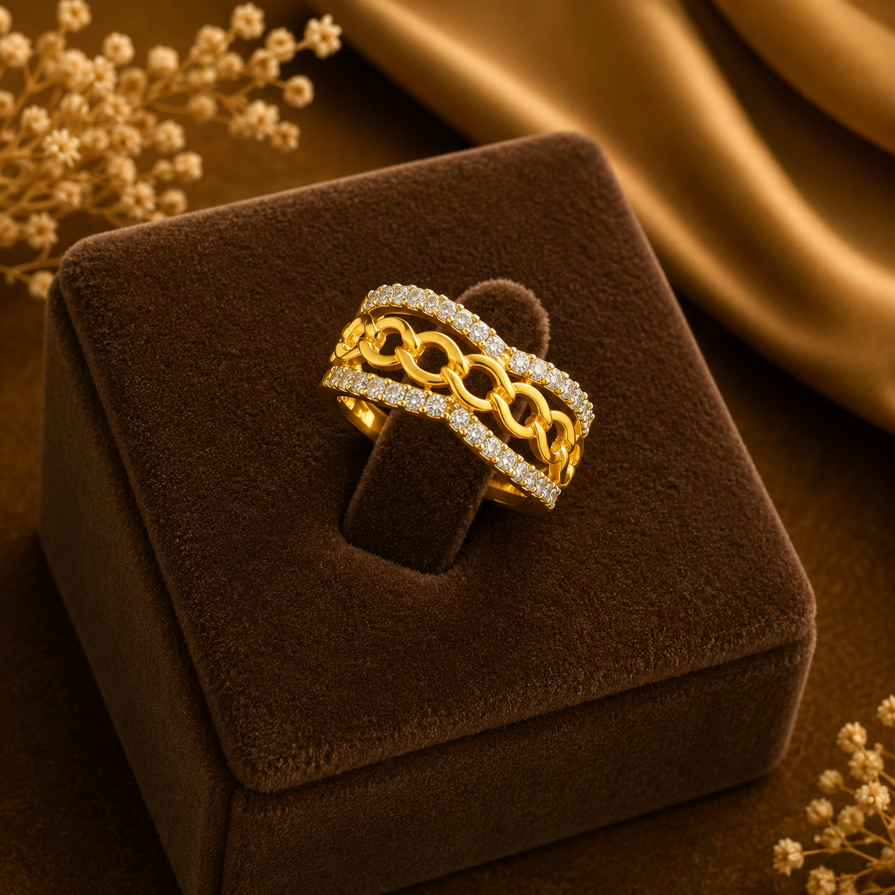 Infinity Link Diamond Gold Ring