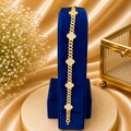 92.5 S Gold Clover Cuban Link Bracelet