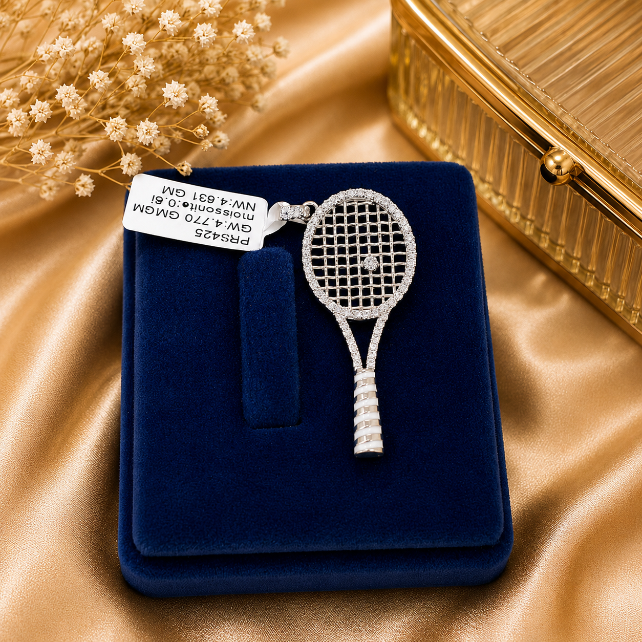 92.5 S Crystal Tennis Racket Pendant