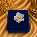92.5 sliver pink Crystal Bloom Statement Brooch