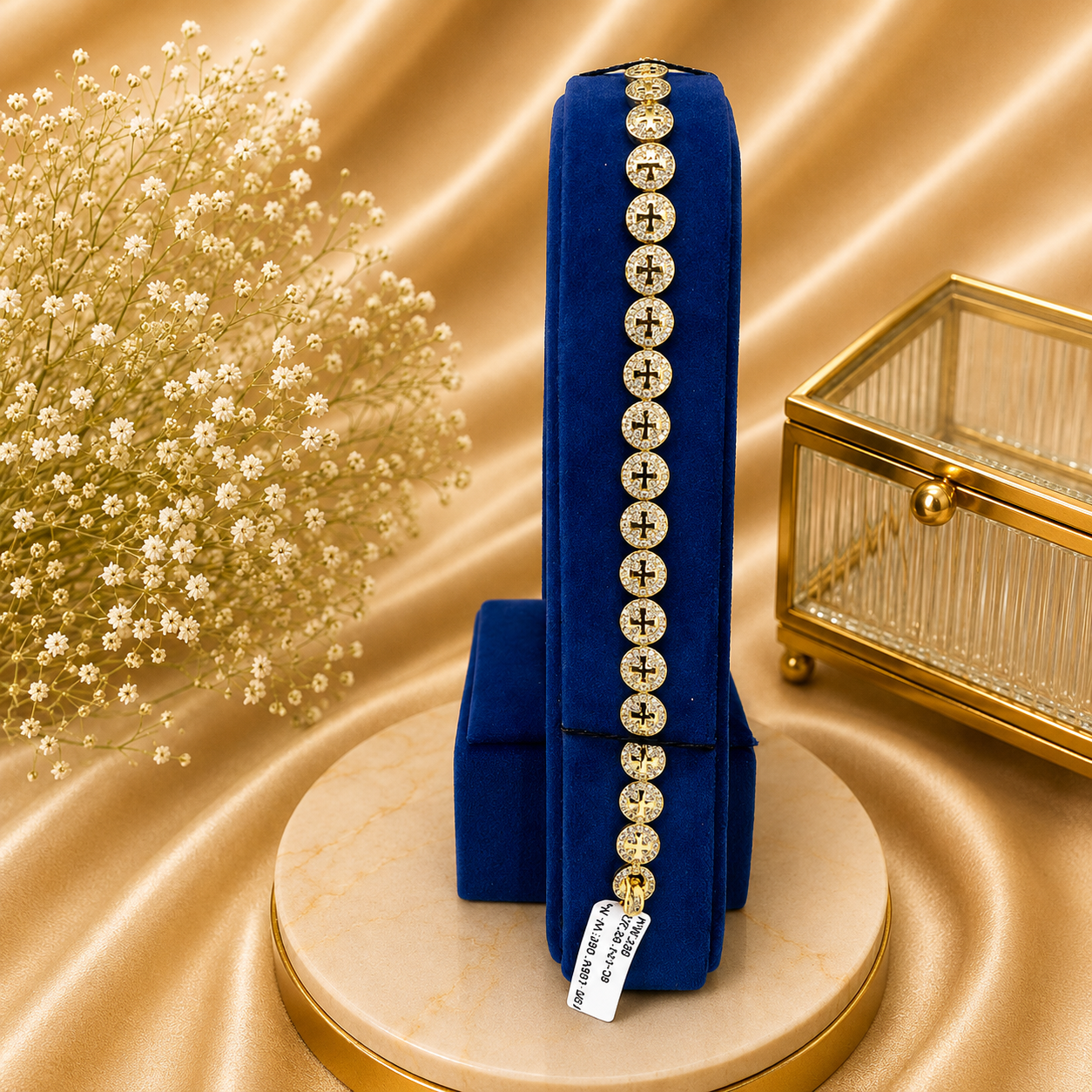 92.5 sliver Gold Medallion Crystal Bracelet