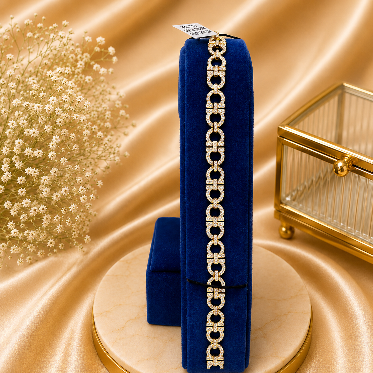 92.5 Gold Crystal Link Bracelet
