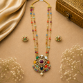 92.5 sliver Gold Navratna Rajwadi Luxe Necklace Set