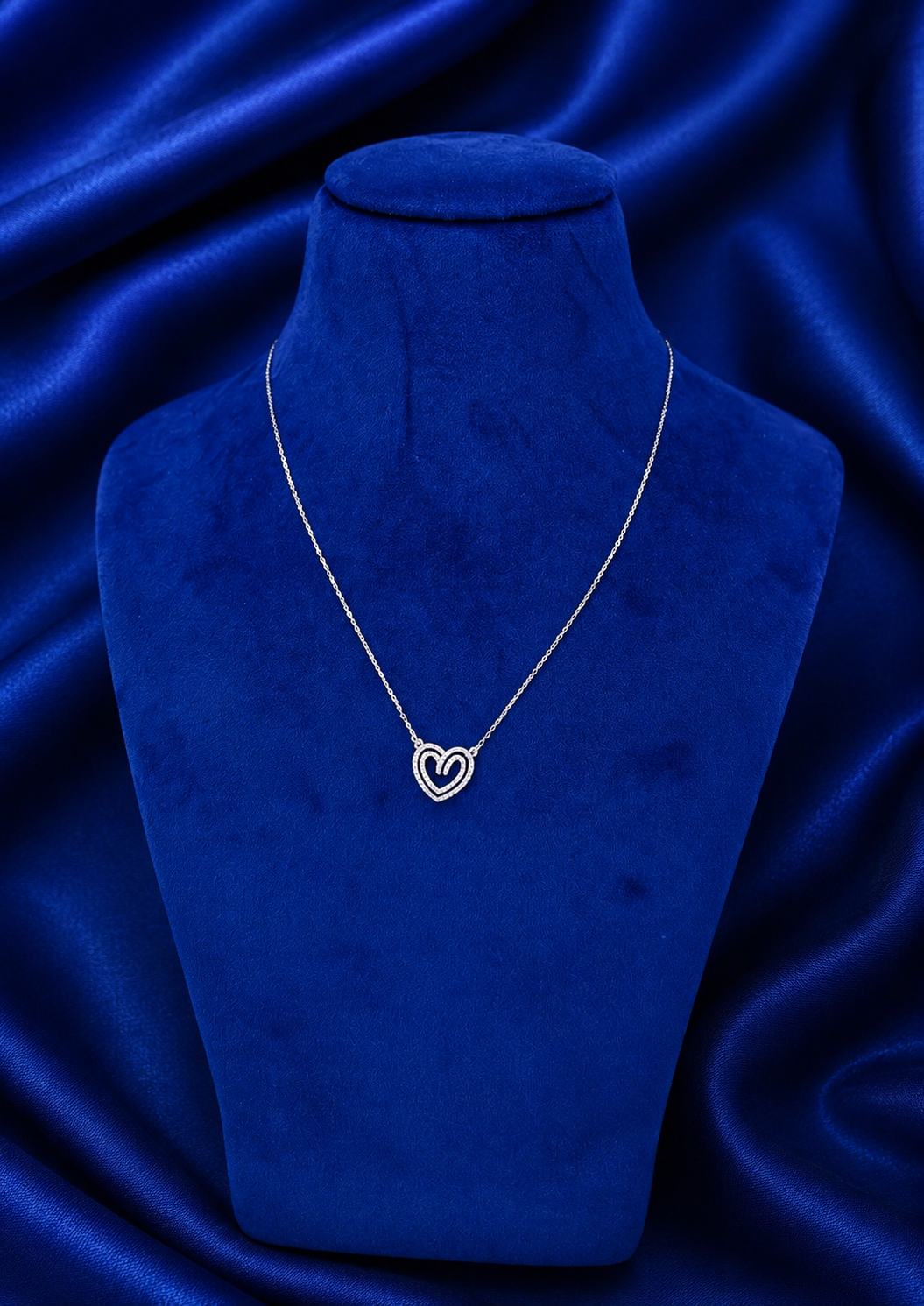 Silver Double Heart Pendant Necklace