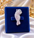 Silver Panther Crystal Brooch