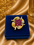 Silver Goldfish Ruby Crystal Brooch