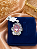Pink Crystal Halo Brooch Pendant
