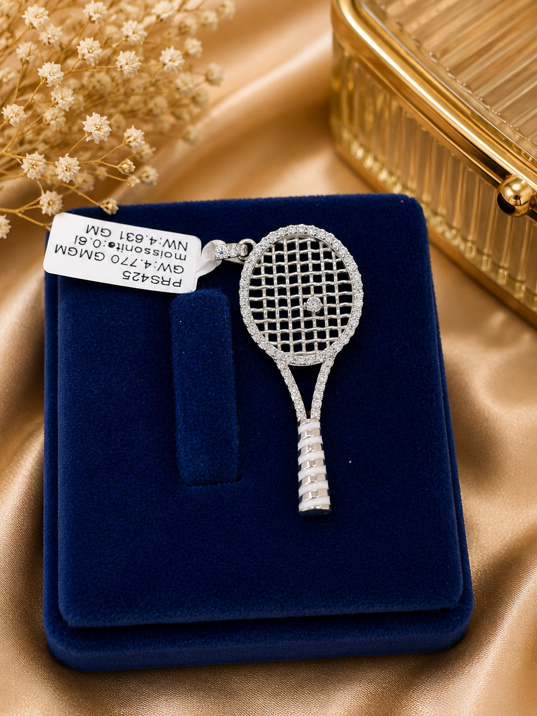 Crystal Tennis Racket Pendant