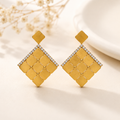 Auric Diamond Grid Gold Earrings