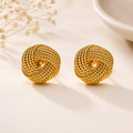 Royal Spiral Texture Gold Stud Earrings