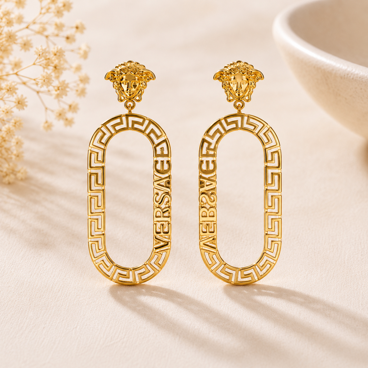 Regal Greek Loop Gold Earrings