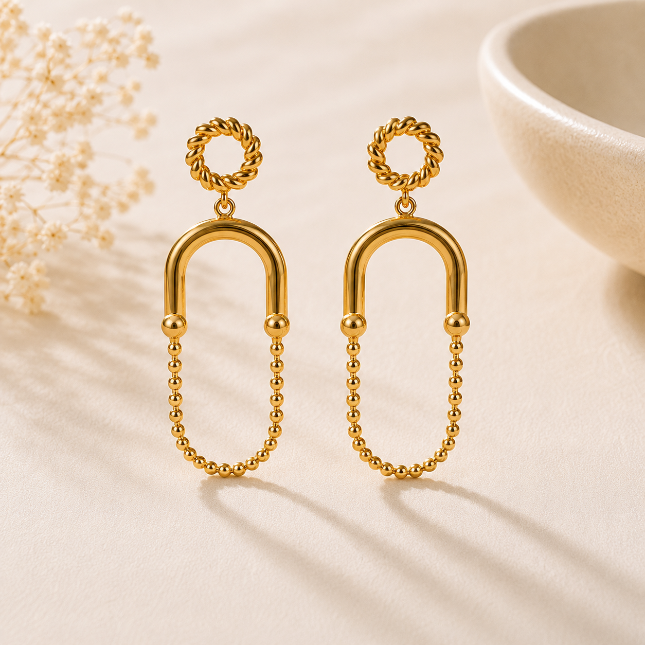 Celeste Loop Gold Drop Earrings