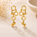 Hexa Cube Gold Statement Earrings