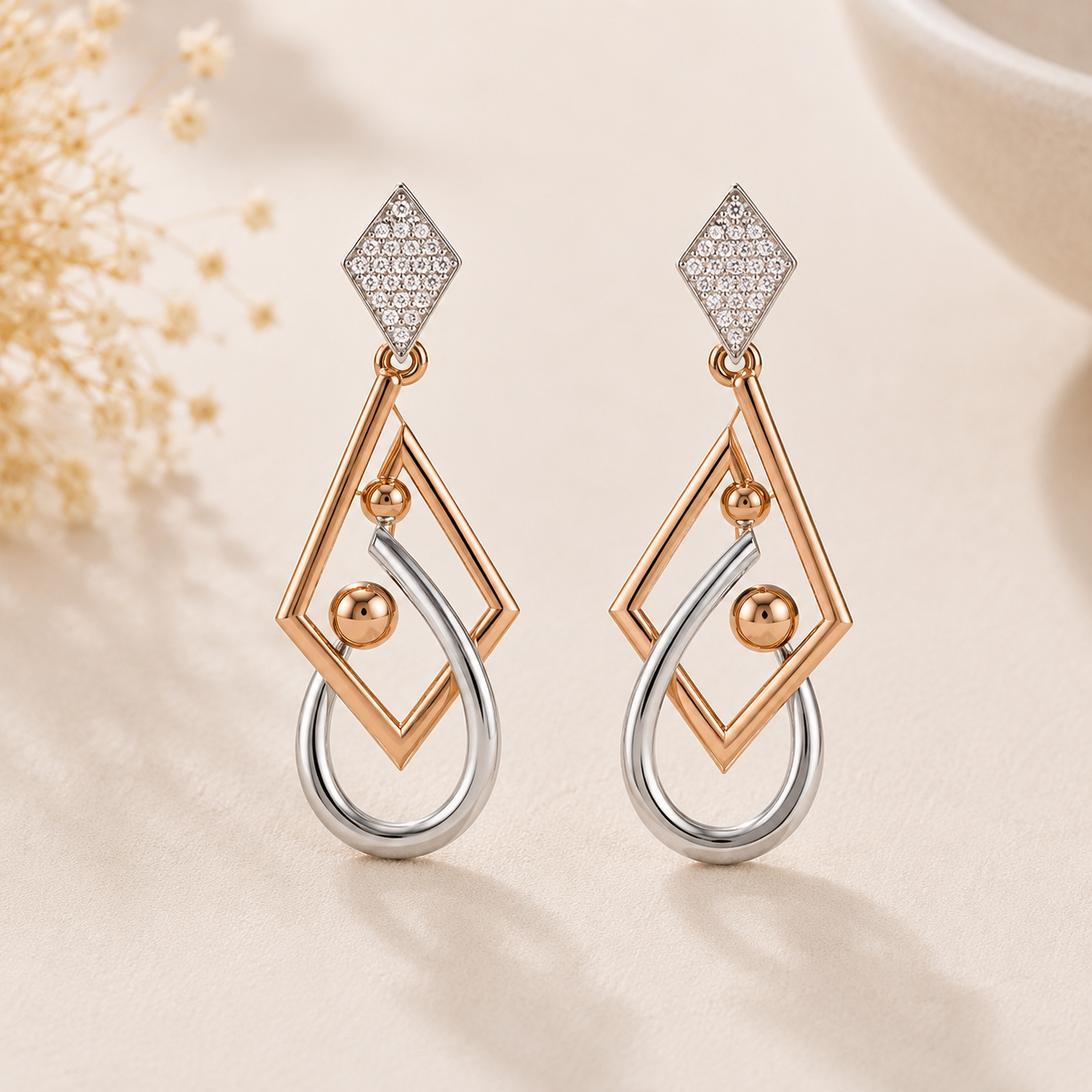 Celestia Dual Tone Geometric Earrings