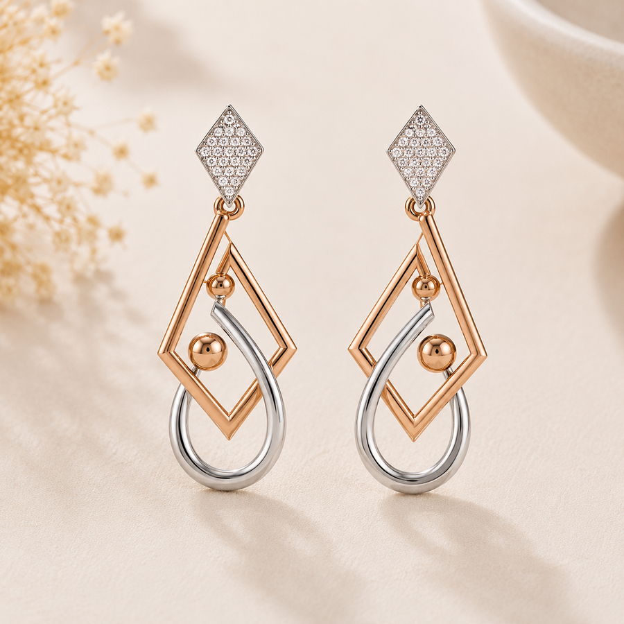Celestia Dual Tone Geometric Earrings