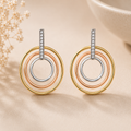 Trinity Halo Dual Tone Earrings