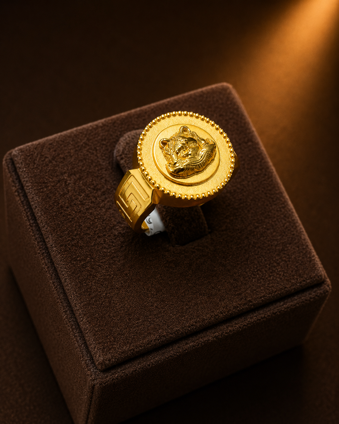 Royal Tiger Crest Gold Signet Ring
