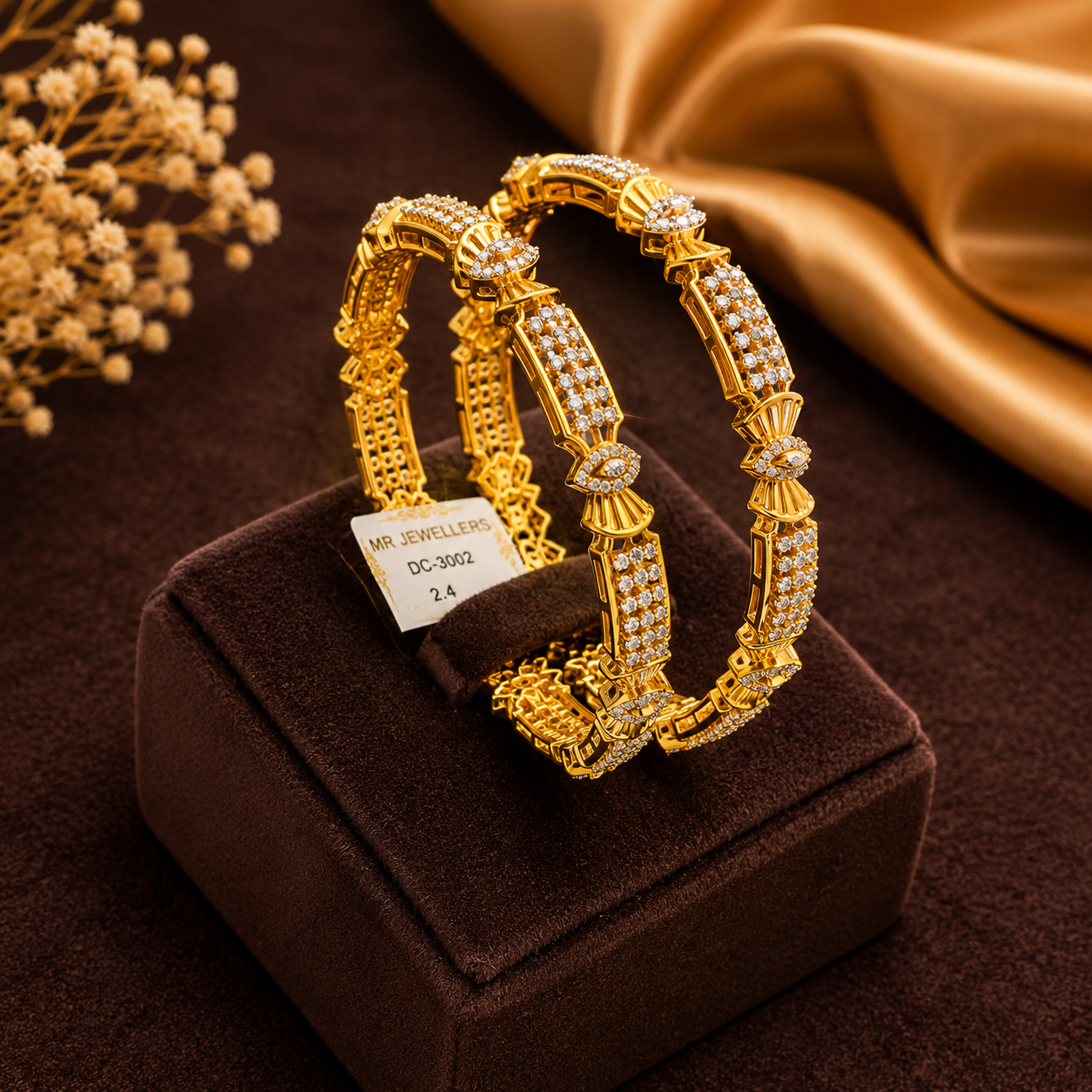 Elegant Gold & Diamond-Studded Bangle