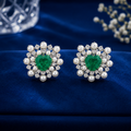 Emerald Heart Pearl Luxe Stud Earrings