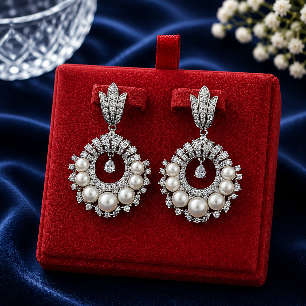 92.5 Pearl Halo Royale Earrings