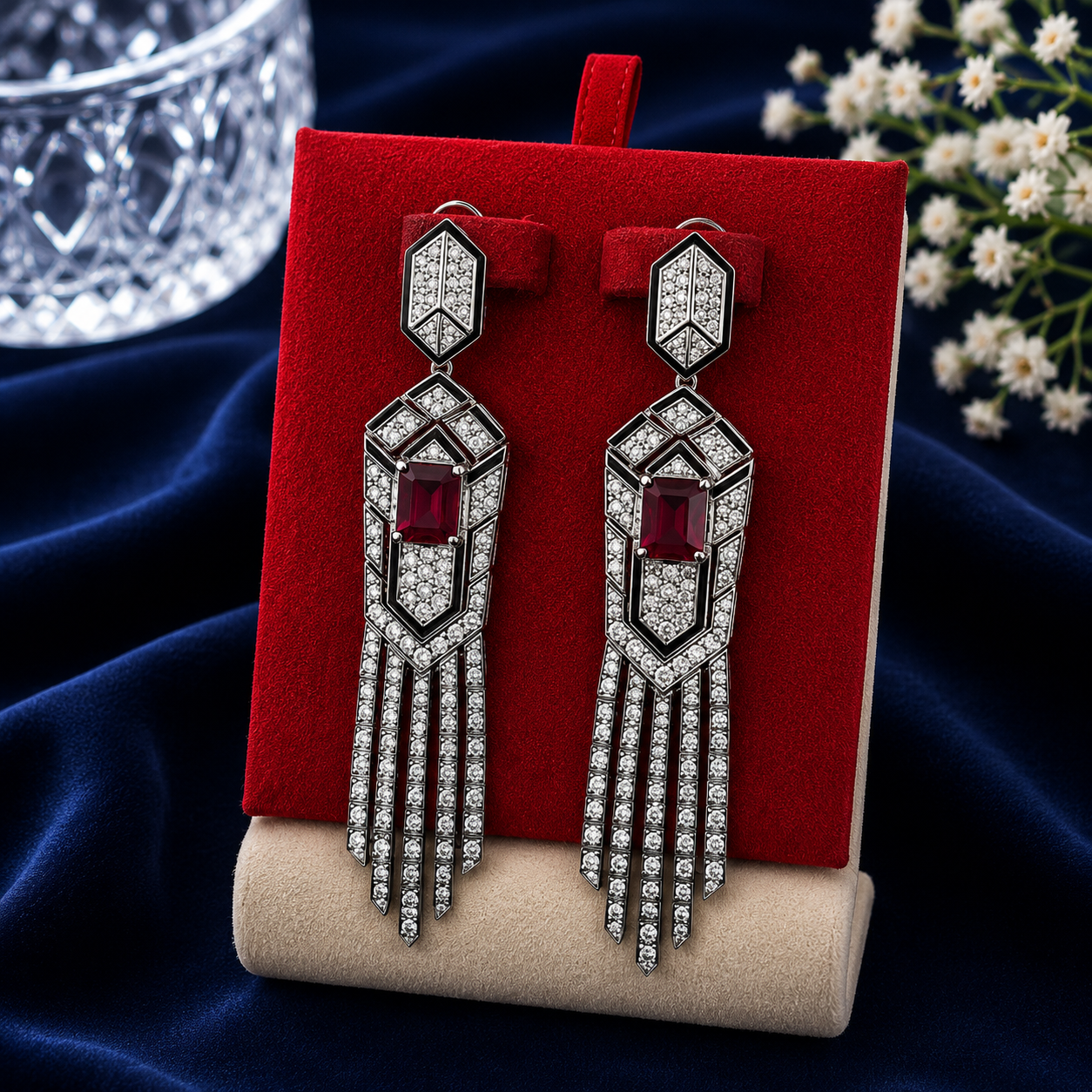 Ruby Noir Luxe Tassel Earrings