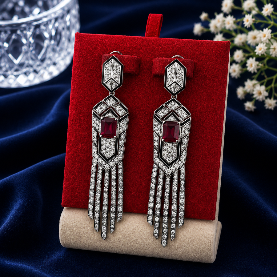 Ruby Noir Luxe Tassel Earrings